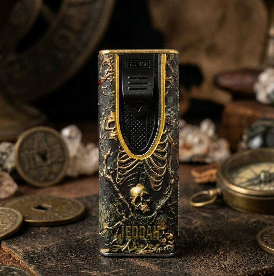 Cigarette Lighter Skull Lighter – Gothic Embossed Metal Gas Lighter | A19-173 - Image 2