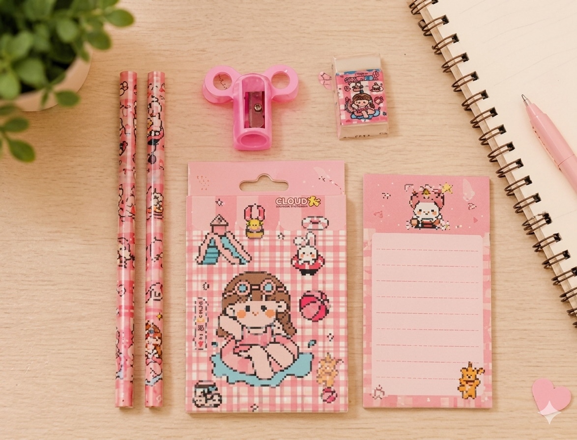 Charming Pink Summer Stationery Set – Complete School & Office Supply Kit | A-518 - Image 2