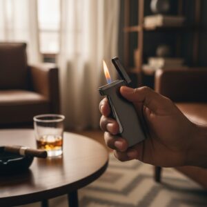 NEXTGEN Luxury Brushed Metal Pocket Lighter – Ultra-Slim Windproof Refillable Gas Lighter | A21-164