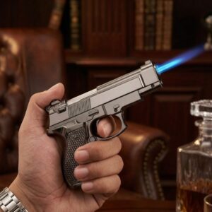 Tactical Pistol Shape Jet Flame Lighter – Compact & Windproof Refillable Butane Lighter | A17-190