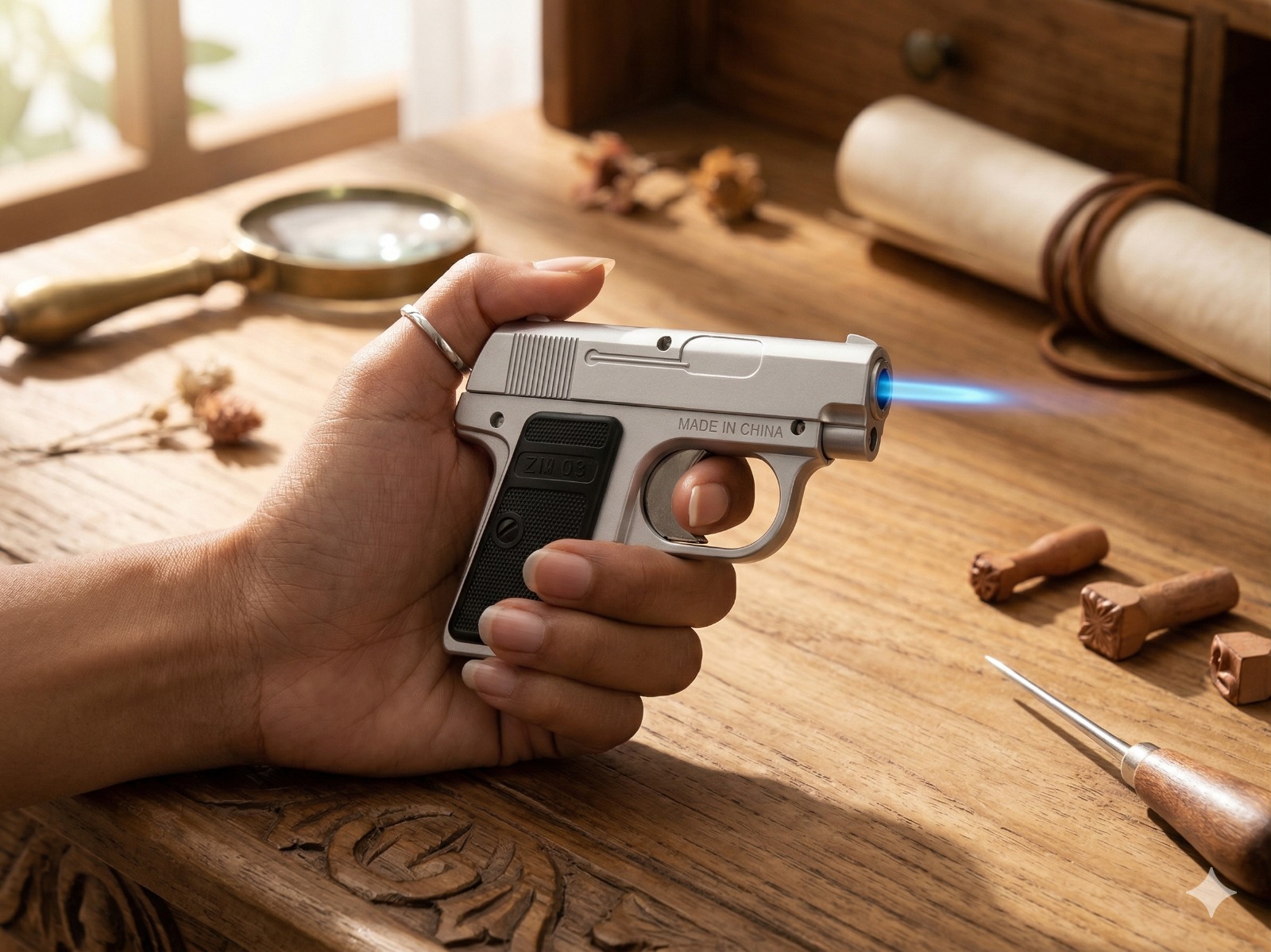 Vanguard Blue Flame Gun Lighter - Elegant Single-Flame Butane Refillable Lighter | A03-181 - Image 4