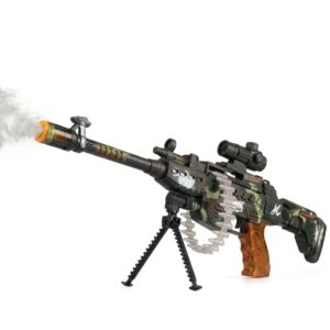 Premium Camouflage Toy Machine Gun – Realistic Water Vapor Mist, Rotating Bullet Belt, Sound & LED Lights | A14-808