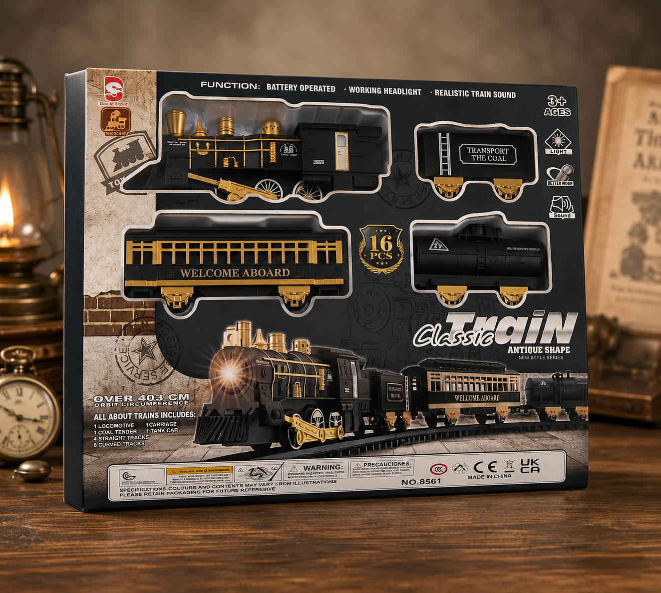 NextGen Classic Battery Operated Train Set with Light & Sound | 16 Pieces Railway Track Toy | Ages 3+| C28-451 - Image 4