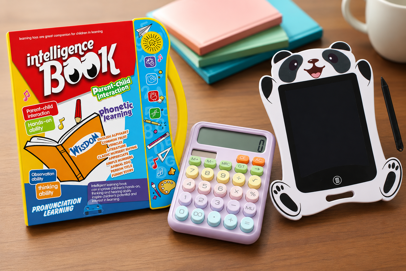 NEXTGEN Ultimate Early Learning Bundle – Intelligence Book, Panda LCD Writing Tablet & Pastel Calculator Set | C-18