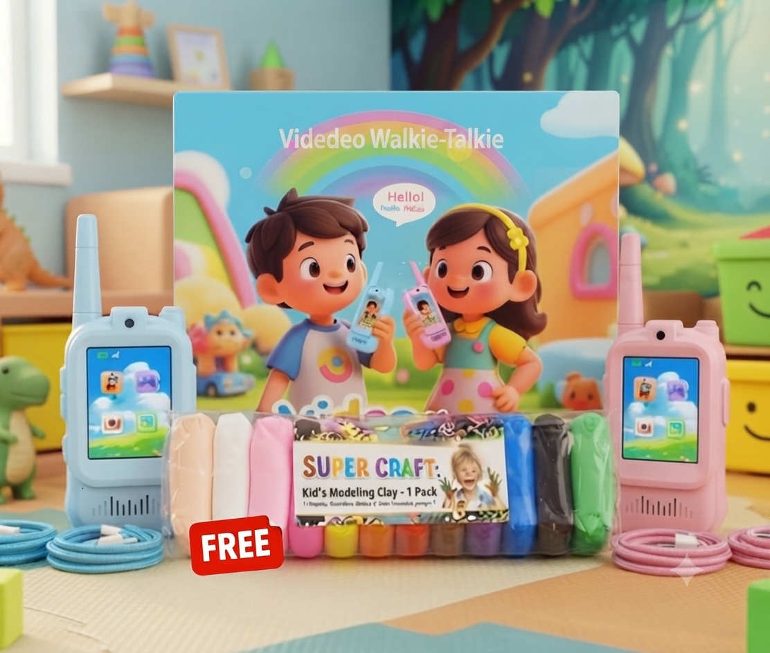 Kids' Video Walkie Talkie Set – Includes FREE Super Craft Modeling Clay | C-16