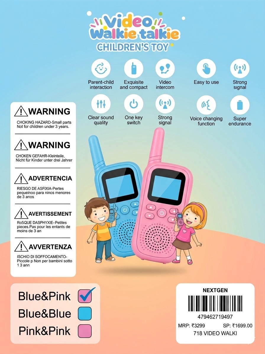 Kids' Video Walkie Talkie Set – Includes FREE Super Craft Modeling Clay | C-16 - Image 3