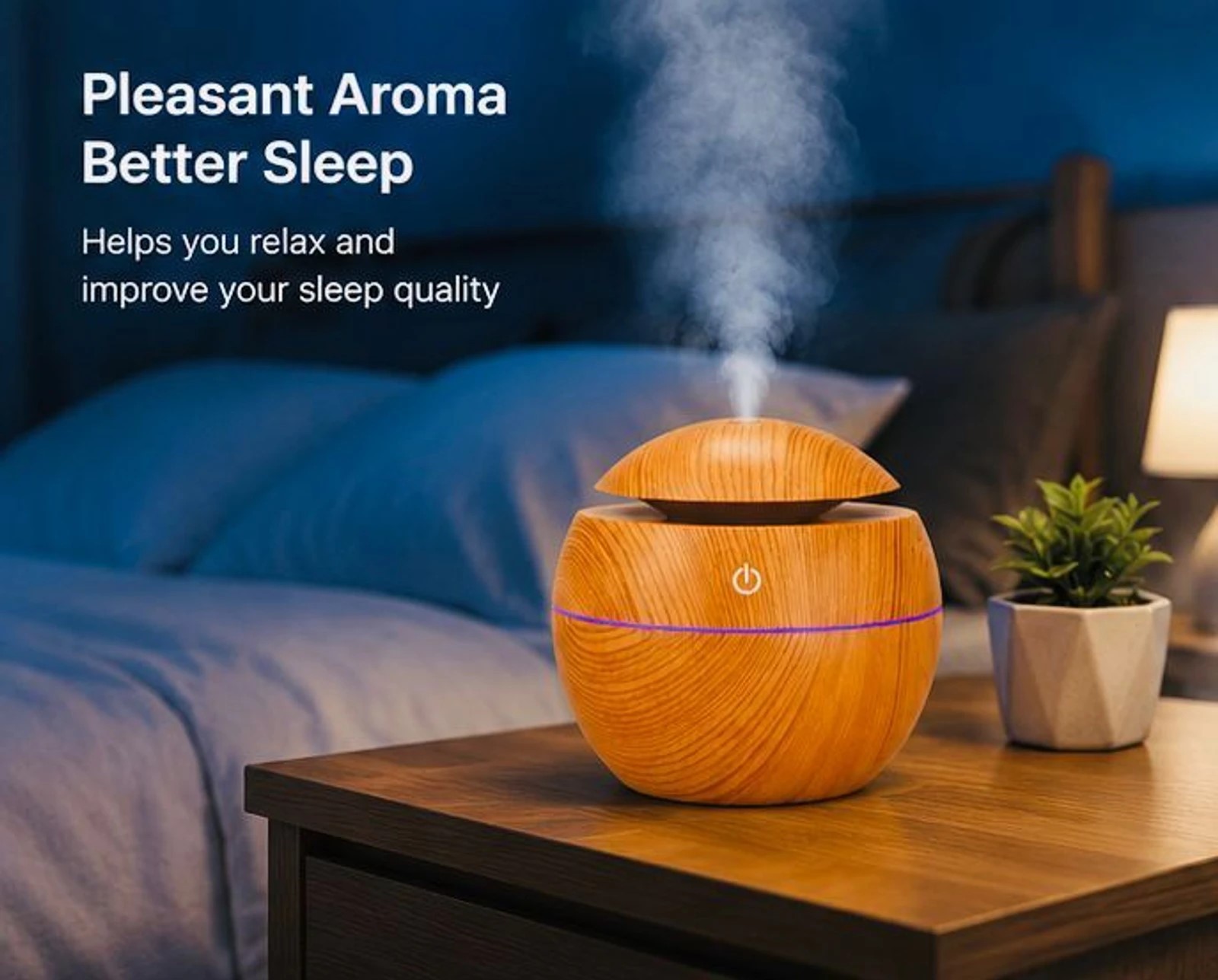 NEXTGEN Wood Grain USB Ultrasonic Aromatherapy Humidifier & Essential Oil Diffuser (7-Color LED, 200ml)